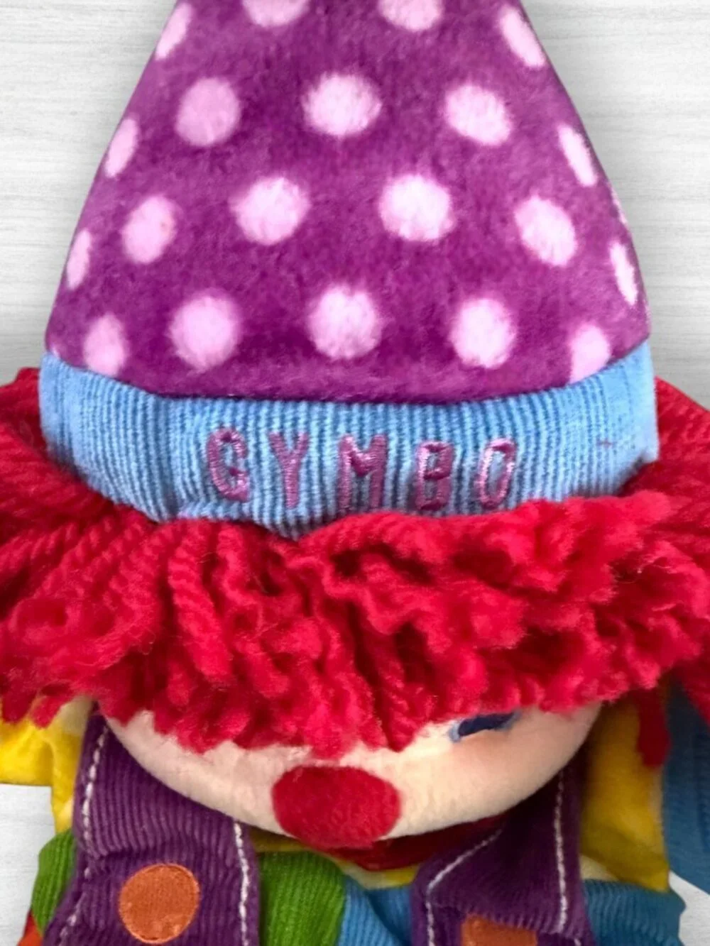Gymboree Clown Hand Puppet Plush 2004 Colorblock Corduroy Kids Toy Vintage